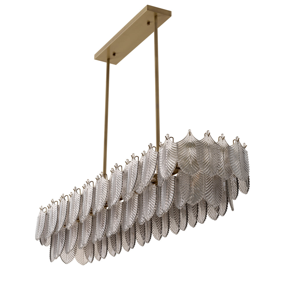 Eichholtz Kroonluchter Verbier Rectangular Light Brushed Brass Smoke Glass