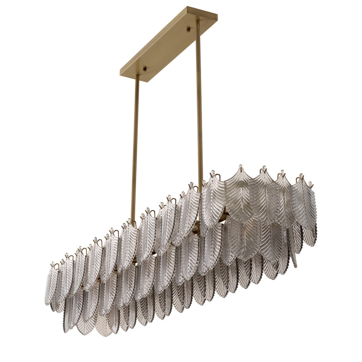 Eichholtz Kroonluchter Verbier Rectangular Light Brushed Brass Smoke Glass