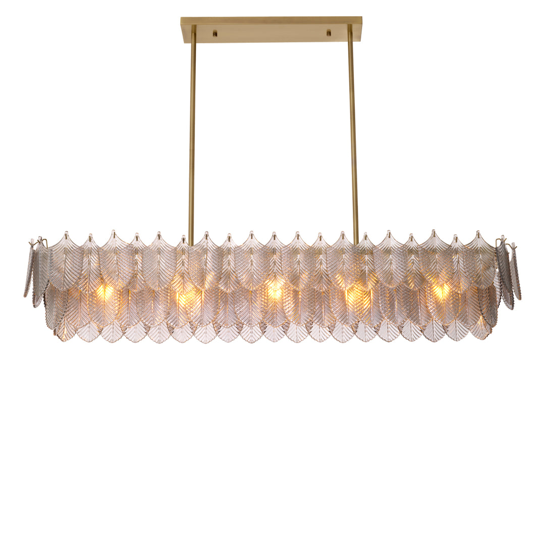 Eichholtz Kroonluchter Verbier Rectangular Light Brushed Brass Smoke Glass