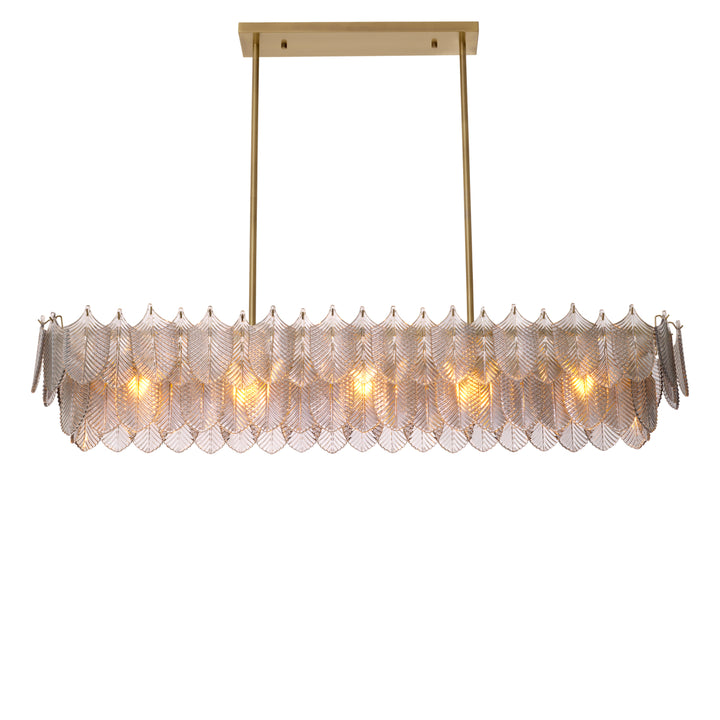 Eichholtz Kroonluchter Verbier Rectangular Light Brushed Brass Smoke Glass