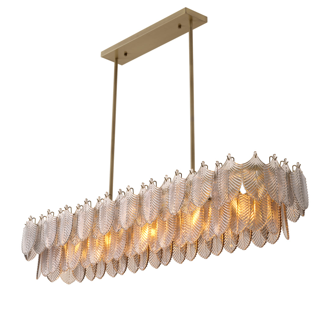 Eichholtz Kroonluchter Verbier Rectangular Light Brushed Brass Smoke Glass