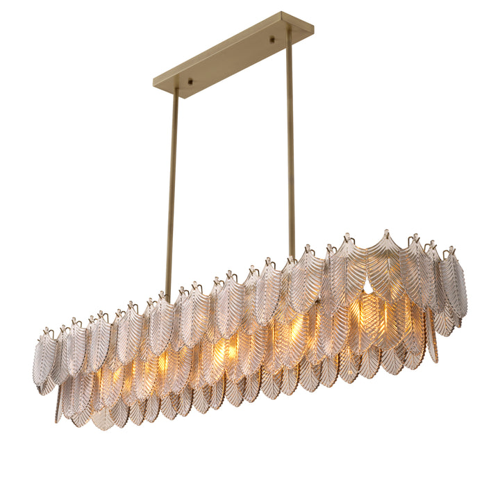 Eichholtz Kroonluchter Verbier Rectangular Light Brushed Brass Smoke Glass