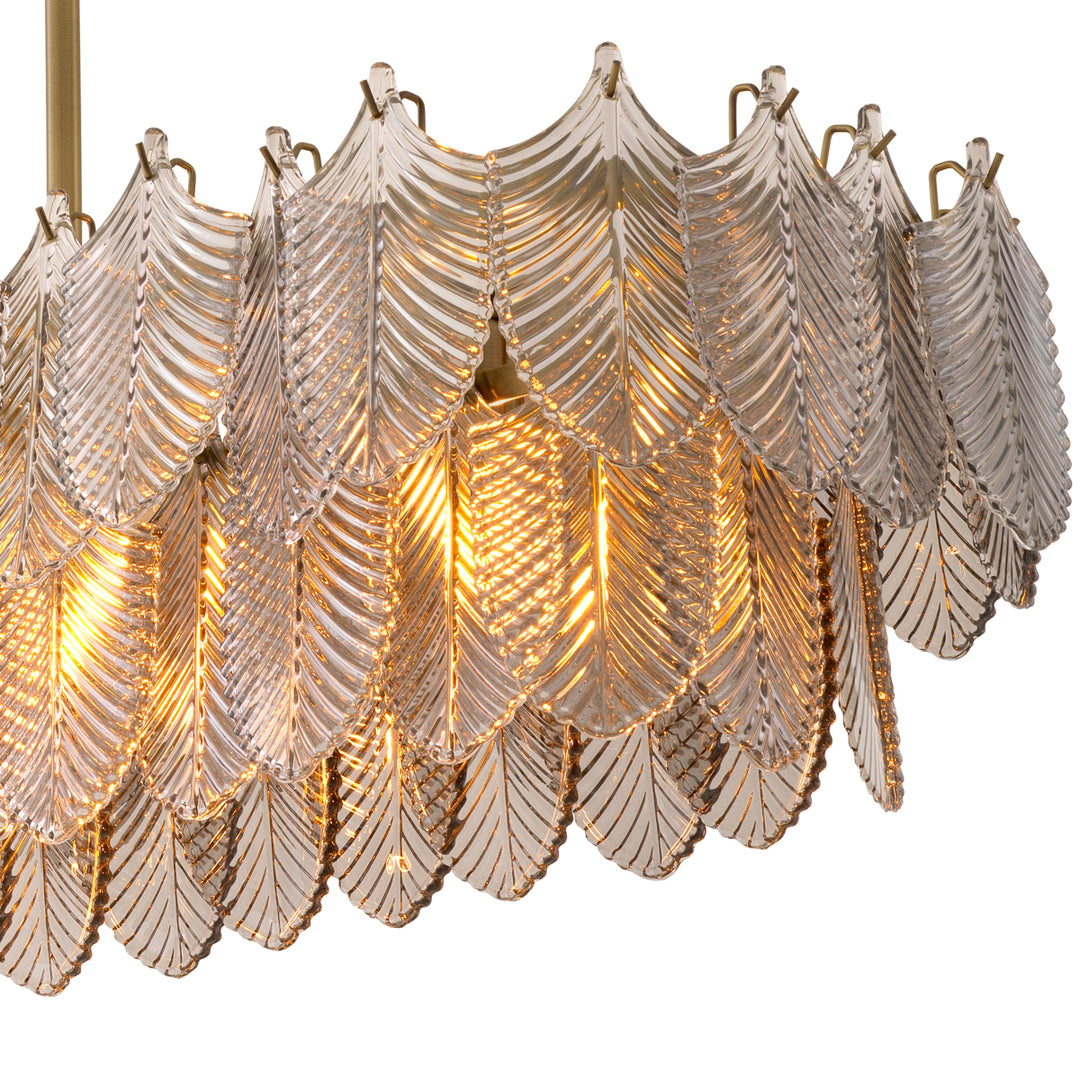 Eichholtz Kroonluchter Verbier Rectangular Light Brushed Brass Smoke Glass