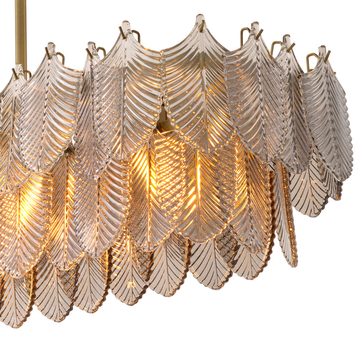 Eichholtz Kroonluchter Verbier Rectangular Light Brushed Brass Smoke Glass