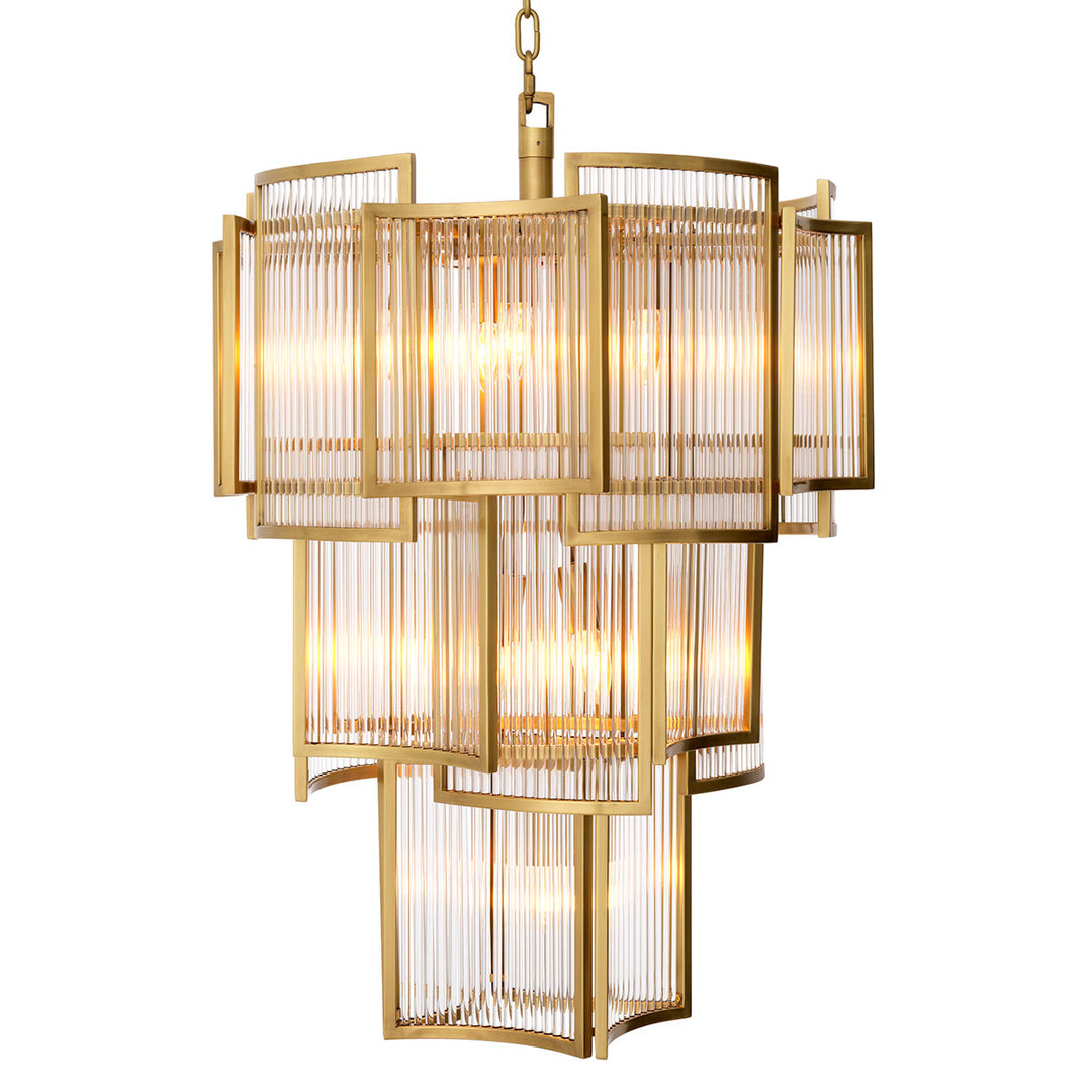 Eichholtz Chandelier Jet Set Antique Brass Clear Glass