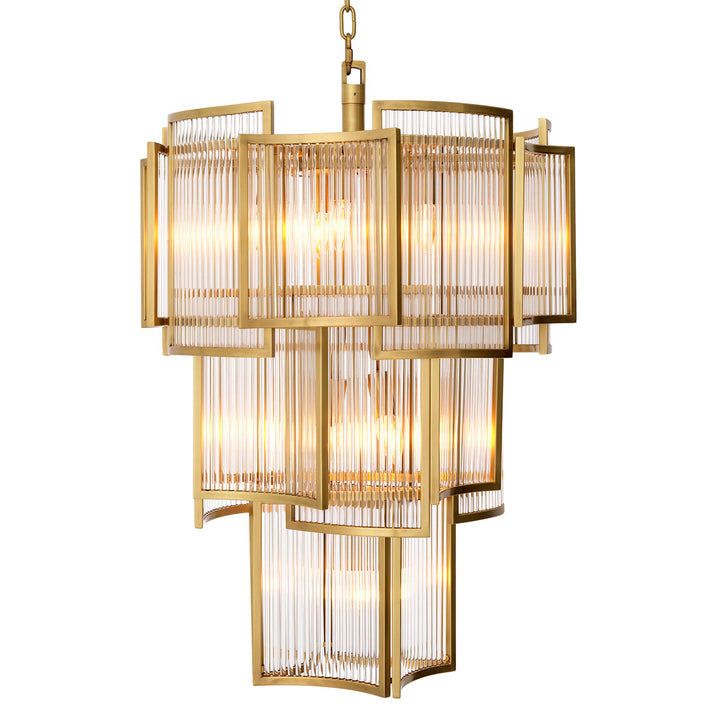 Eichholtz Chandelier Jet Set Antique Brass Clear Glass