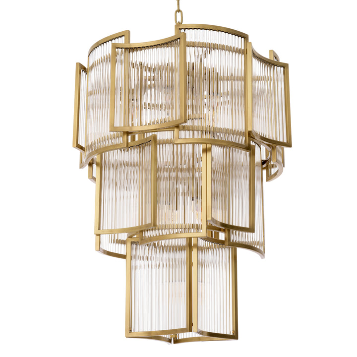 Eichholtz Chandelier Jet Set Antique Brass Clear Glass