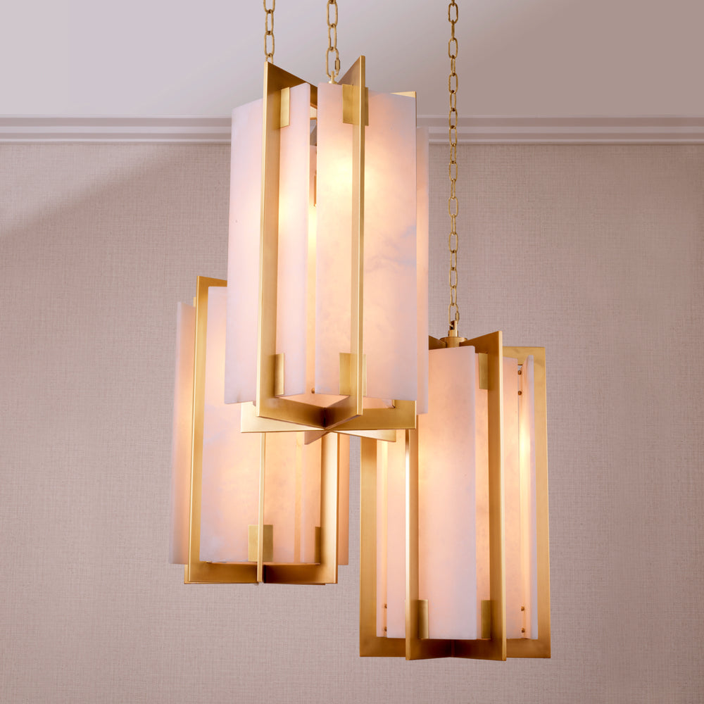Eichholtz Kroonluchter Lugano Antique Brass Alabaster