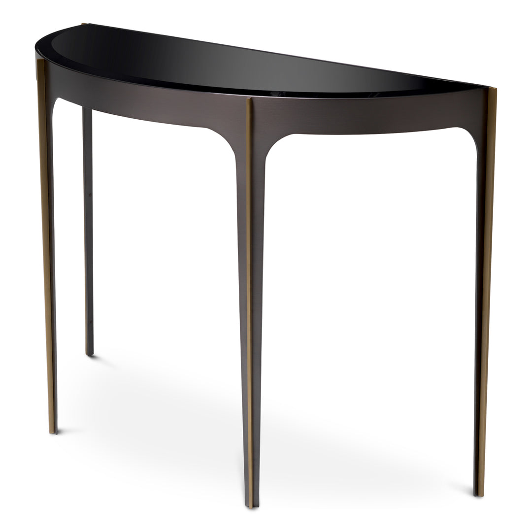 Eichholtz Consoletafel Artemisa Bronze Brushed Brass Black Glass