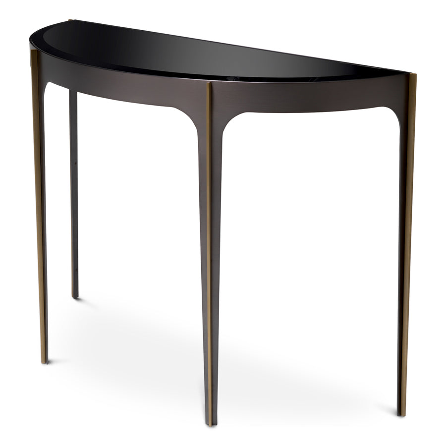 Eichholtz Consoletafel Artemisa Bronze Brushed Brass Black Glass