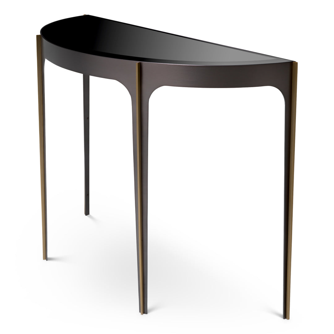 Eichholtz Consoletafel Artemisa Bronze Brushed Brass Black Glass