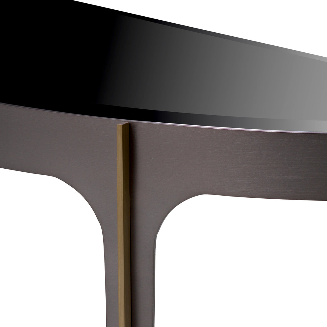 Eichholtz Consoletafel Artemisa Bronze Brushed Brass Black Glass