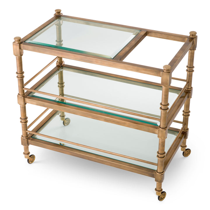 Eichholtz Serveerwagen Alexia Vintage Brass Clear Glass
