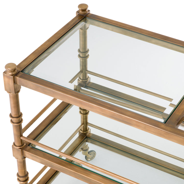 Eichholtz Serveerwagen Alexia Vintage Brass Clear Glass
