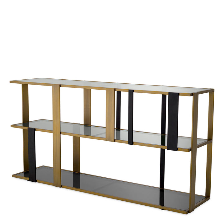 Eichholtz Wandkast Clio Low Brushed Brass Smoke Glass
