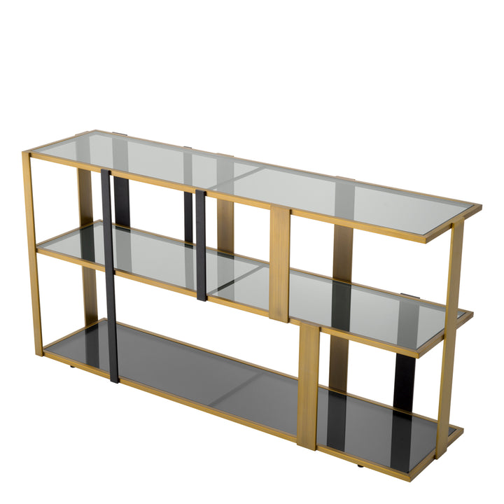 Eichholtz Wandkast Clio Low Brushed Brass Smoke Glass