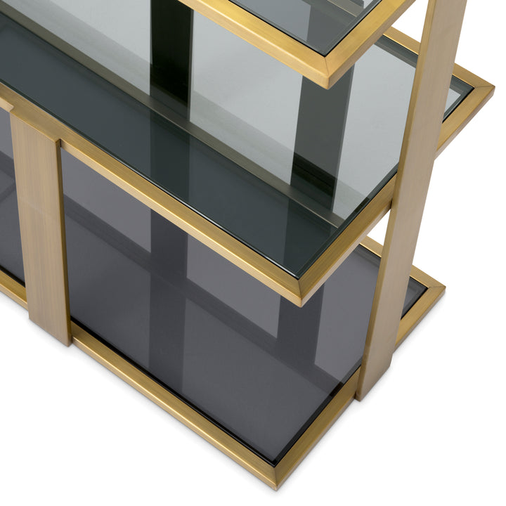 Eichholtz Wandkast Clio Low Brushed Brass Smoke Glass