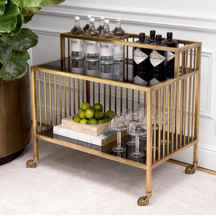 Eichholtz Trolley Rutherford Vintage Brass Smoke Glass