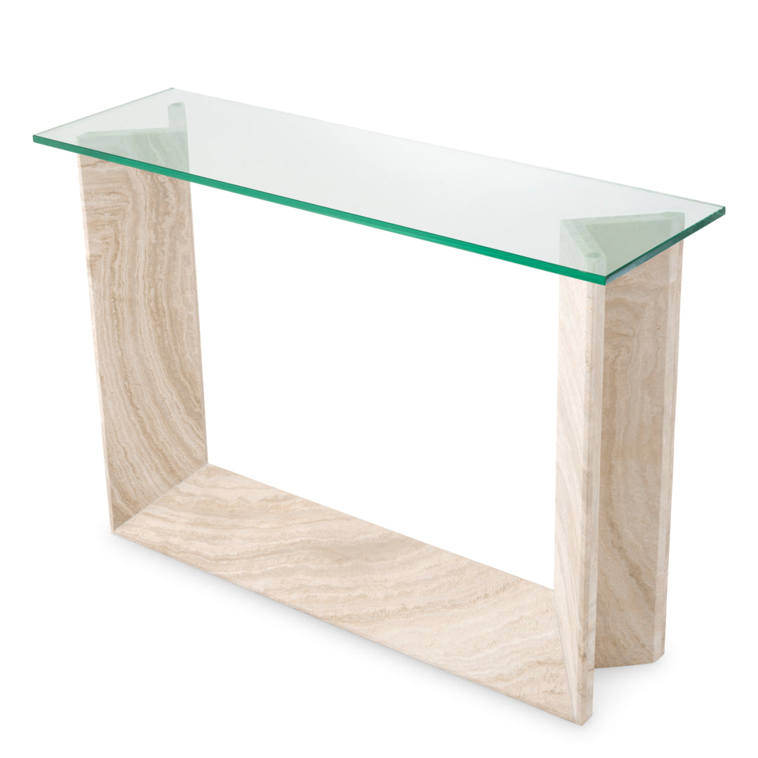 Eichholtz Consoletafel Fortuna Travertine Clear Glass