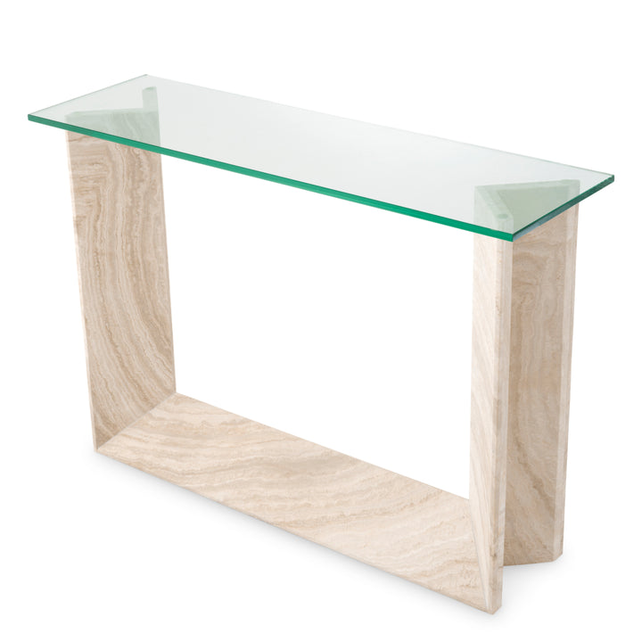 Eichholtz Consoletafel Fortuna Travertine Clear Glass