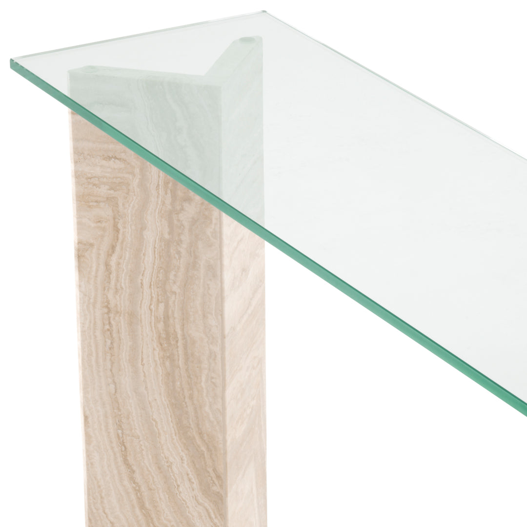 Eichholtz Consoletafel Fortuna Travertine Clear Glass