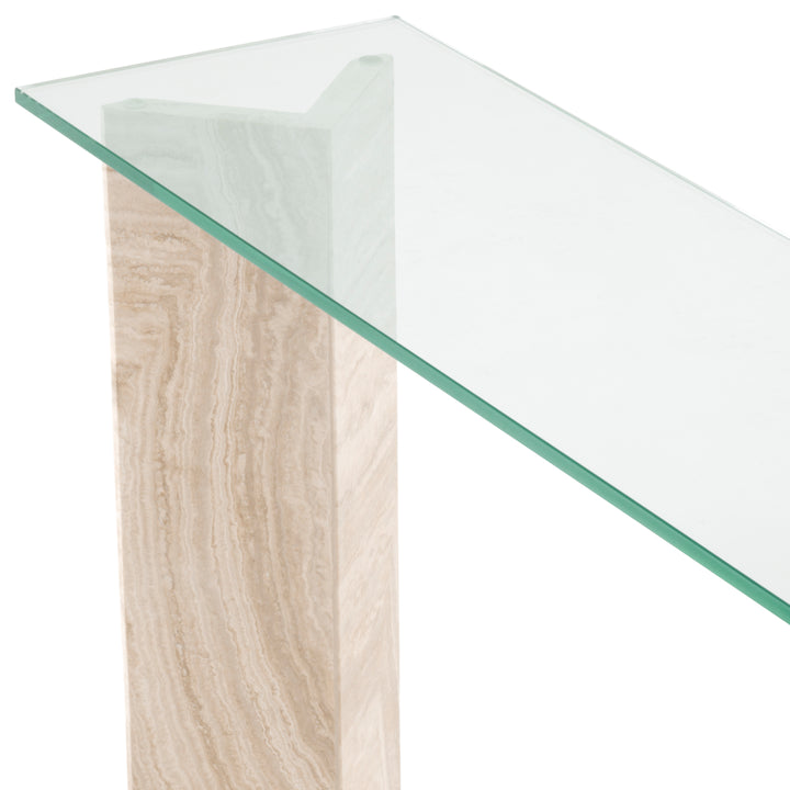 Eichholtz Consoletafel Fortuna Travertine Clear Glass
