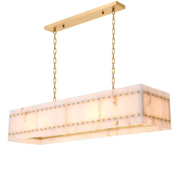 Eichholtz Chandelier Ruby Rectangular Antique Brass Alabaster