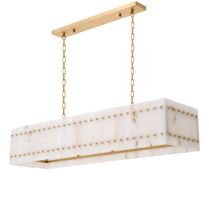 Eichholtz Chandelier Ruby Rectangular Antique Brass Alabaster