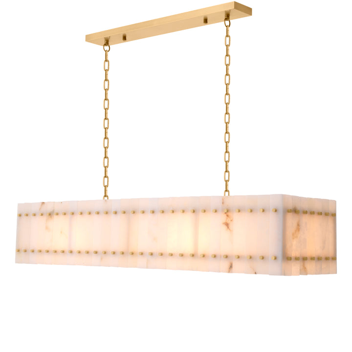 Eichholtz Chandelier Ruby Rectangular Antique Brass Alabaster