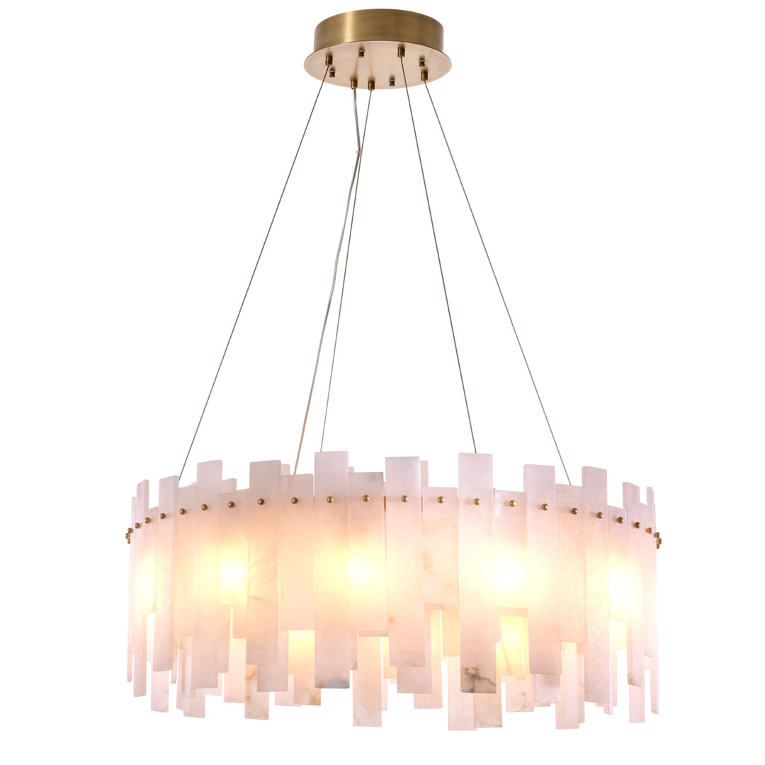 Eichholtz Chandelier Pizzorni Antique Brass Alabaster