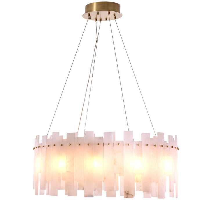 Eichholtz Chandelier Pizzorni Antique Brass Alabaster
