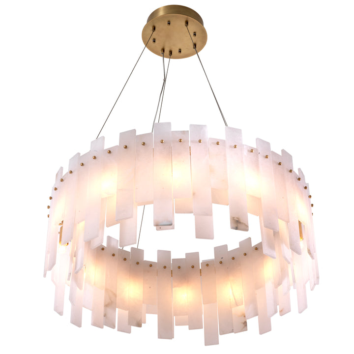 Eichholtz Chandelier Pizzorni Antique Brass Alabaster