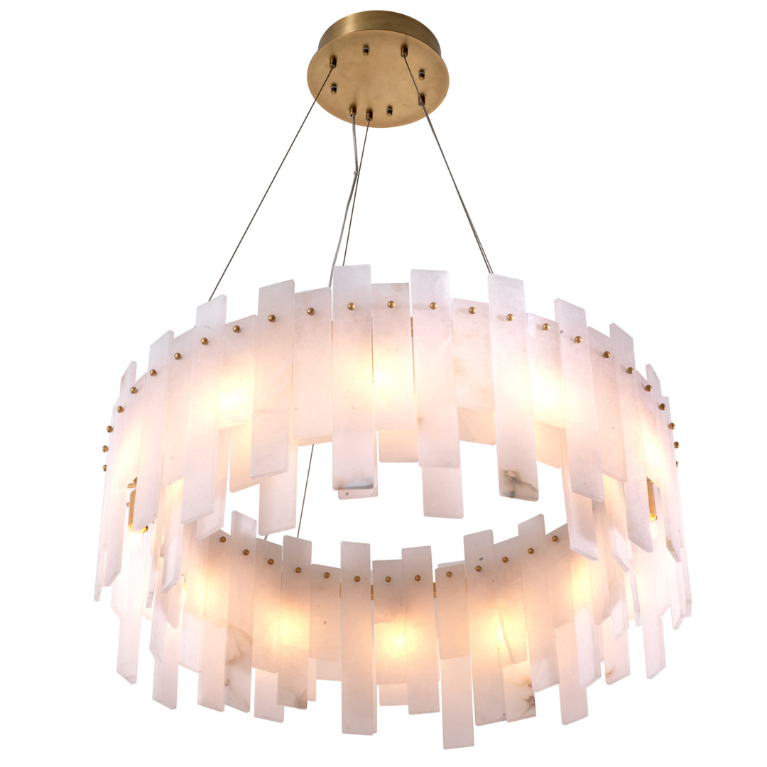 Eichholtz Chandelier Pizzorni Antique Brass Alabaster