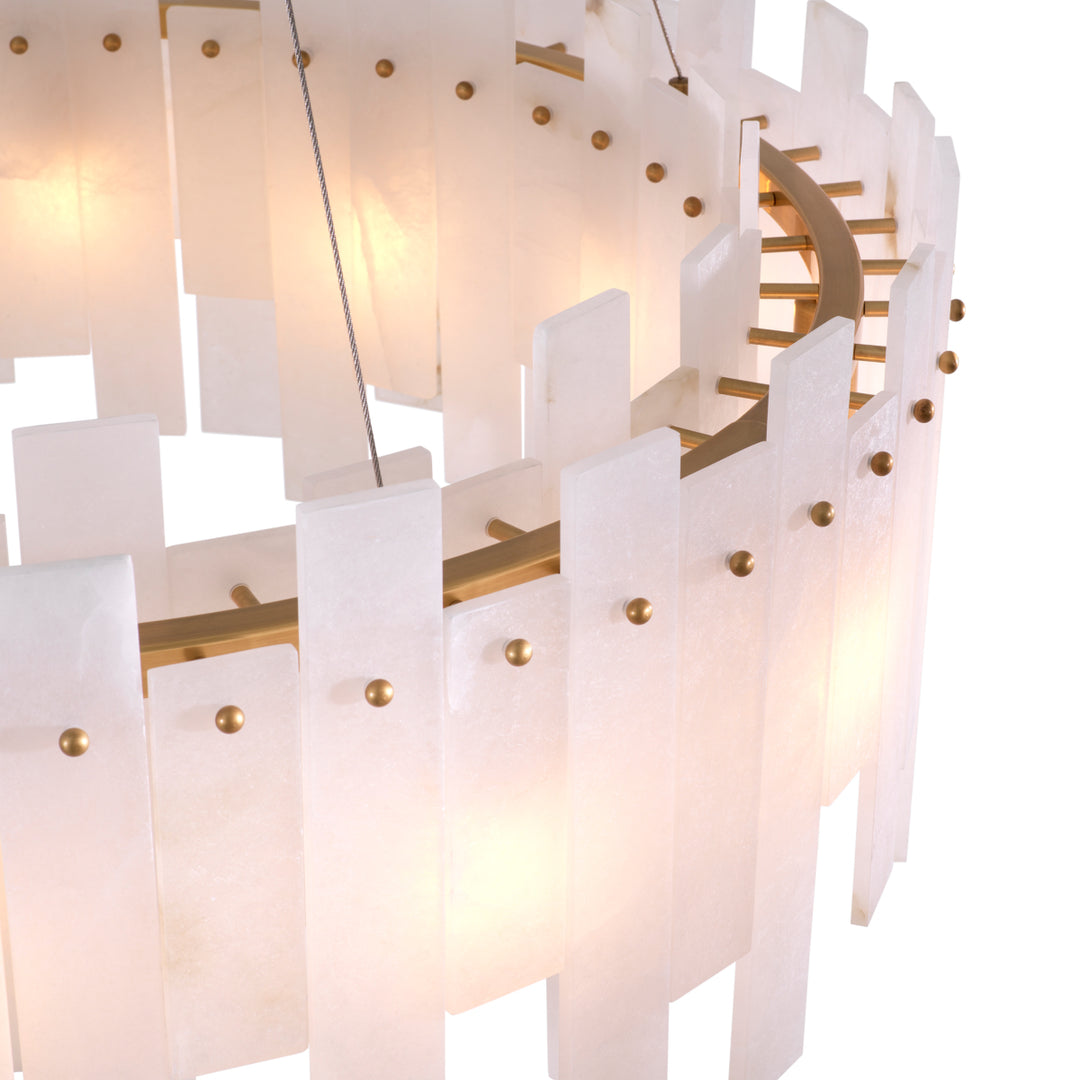 Eichholtz Chandelier Pizzorni Antique Brass Alabaster