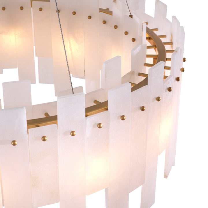 Eichholtz Chandelier Pizzorni Antique Brass Alabaster