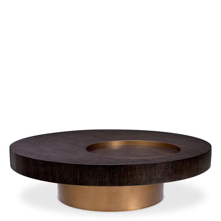 Eichholtz Salontafel Otus Round Mocha Oak Brushed Brass