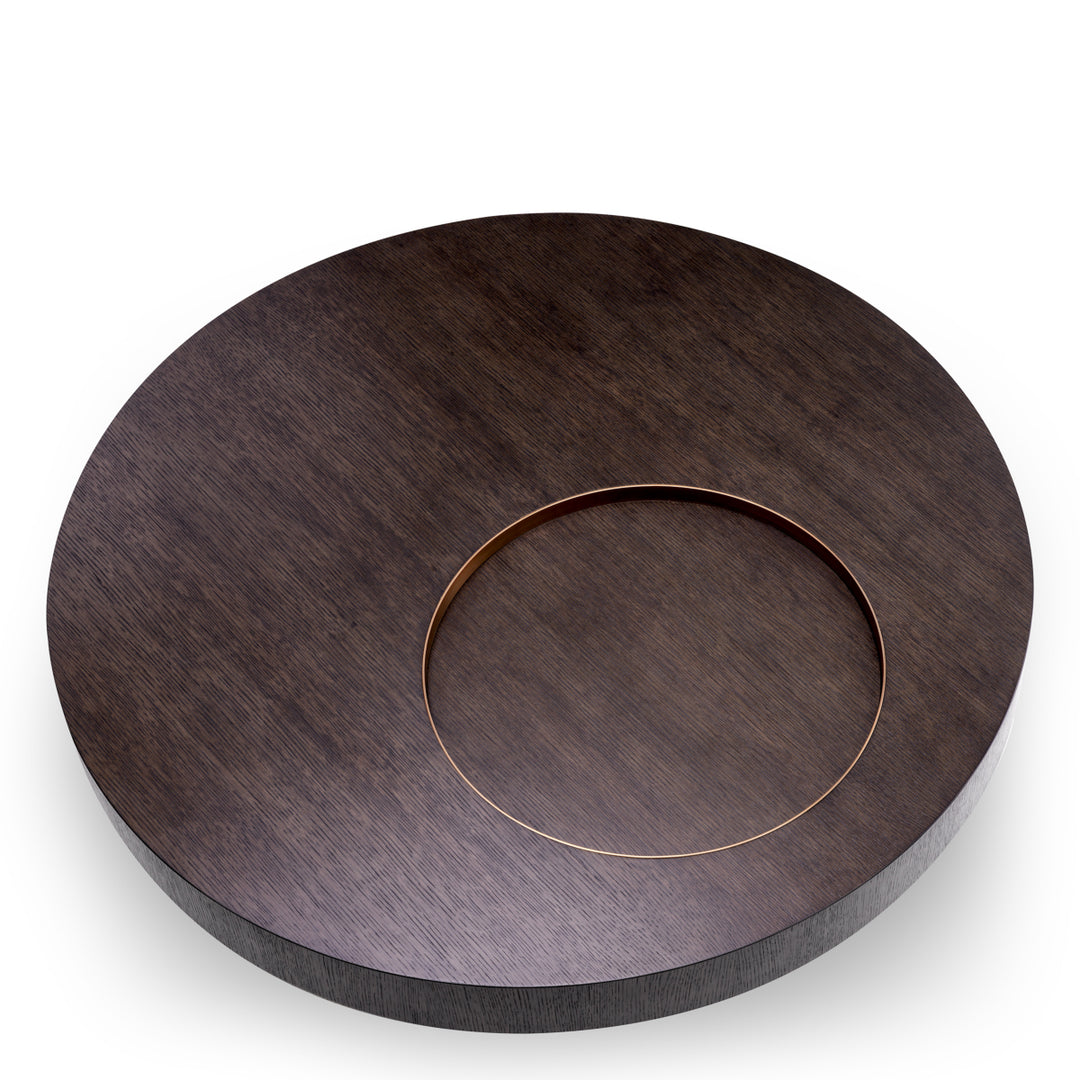 Eichholtz Salontafel Otus Round Mocha Oak Brushed Brass
