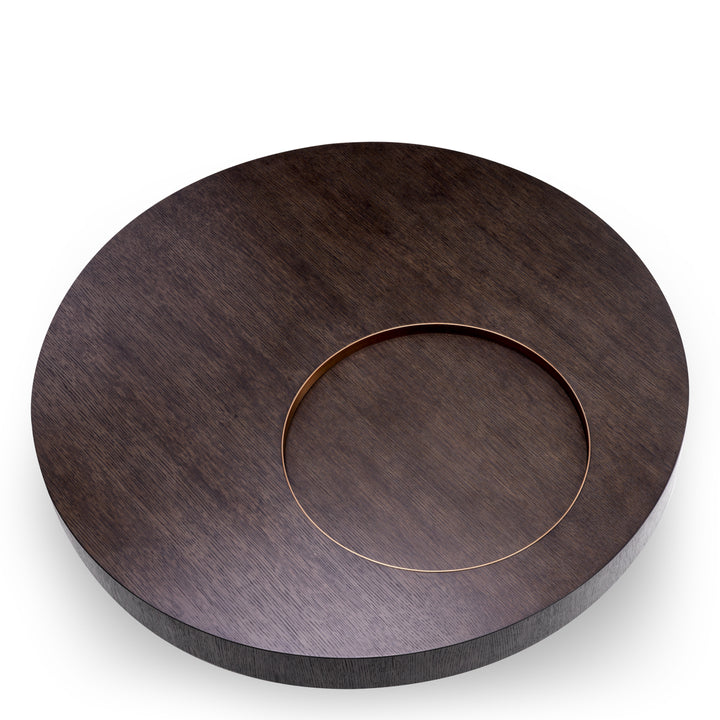 Eichholtz Salontafel Otus Round Mocha Oak Brushed Brass