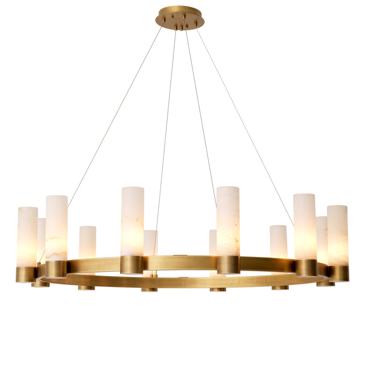 Eichholtz Chandelier Castro Antique Brass Alabaster