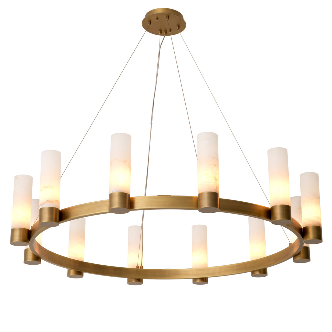 Eichholtz Chandelier Castro Antique Brass Alabaster
