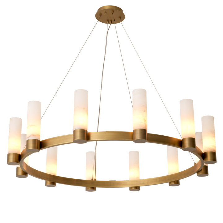 Eichholtz Chandelier Castro Antique Brass Alabaster