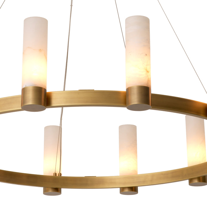 Eichholtz Chandelier Castro Antique Brass Alabaster