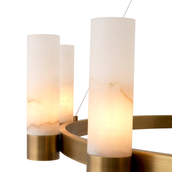 Eichholtz Chandelier Castro Antique Brass Alabaster