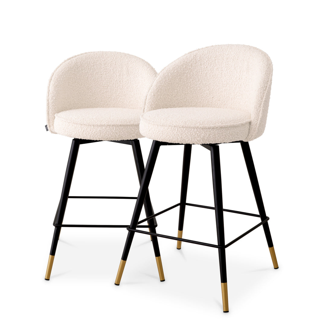 Eichholtz Counter Stool Cooper Bouclé Cream Set van 2