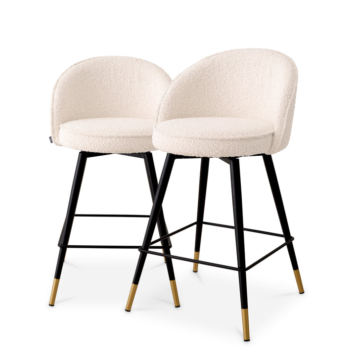 Eichholtz Counter Stool Cooper Bouclé Cream Set van 2