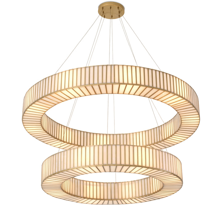 Eichholtz Chandelier Monari Antique Brass White Glass