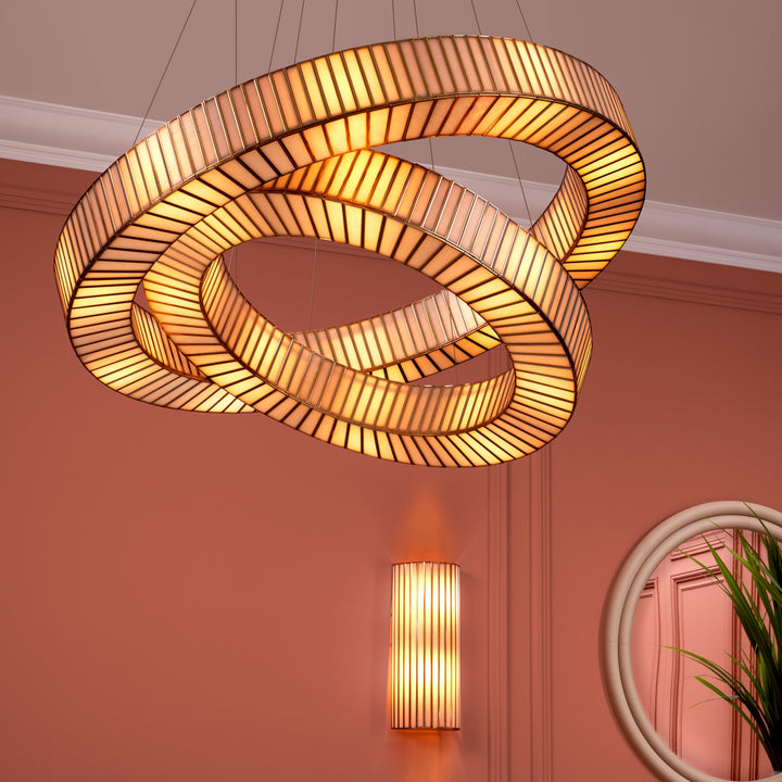 Eichholtz Chandelier Monari Antique Brass White Glass