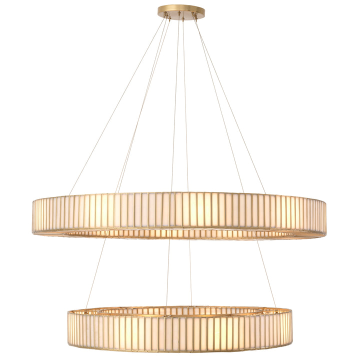 Eichholtz Chandelier Monari Antique Brass White Glass