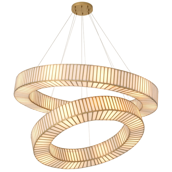 Eichholtz Chandelier Monari Antique Brass White Glass