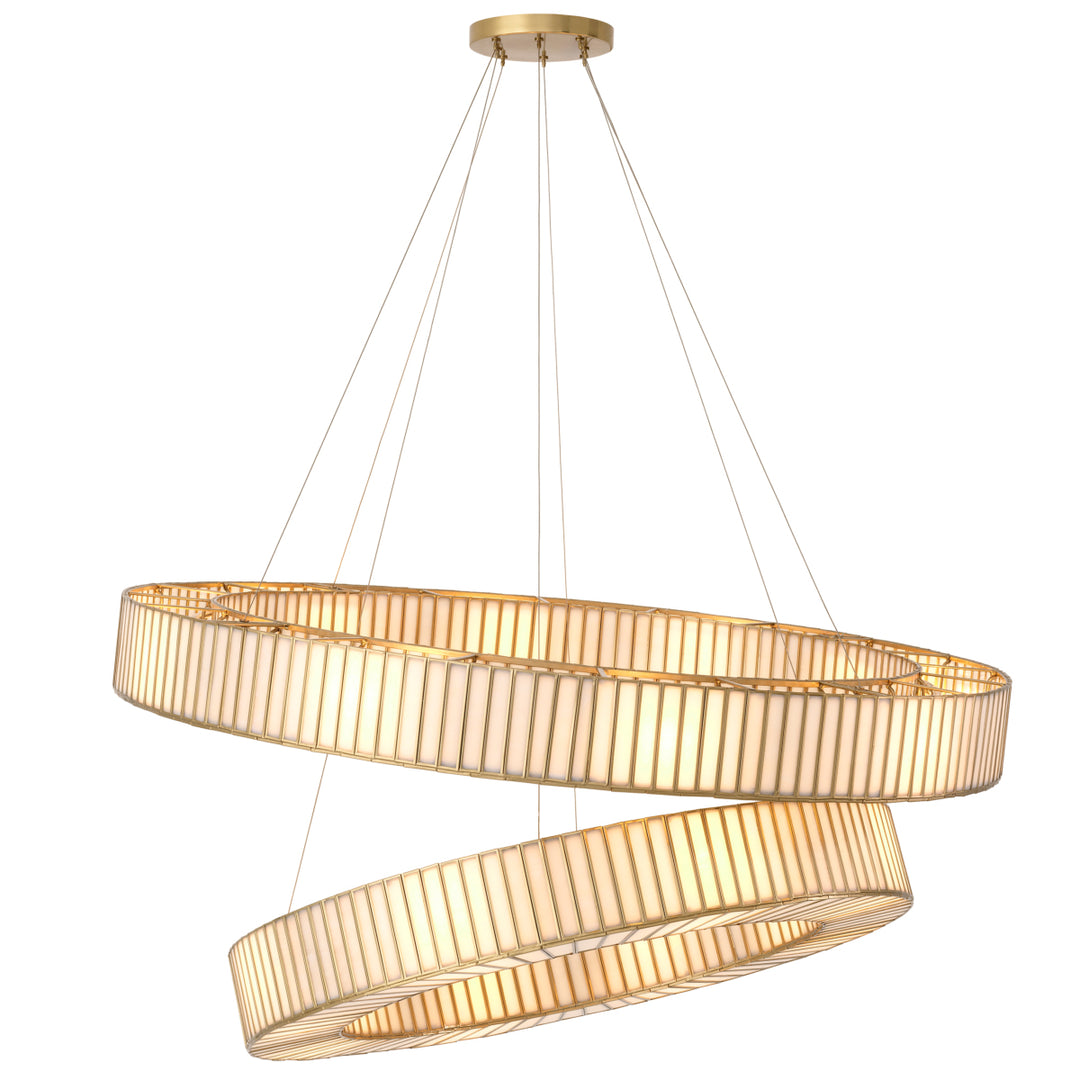 Eichholtz Chandelier Monari Antique Brass White Glass